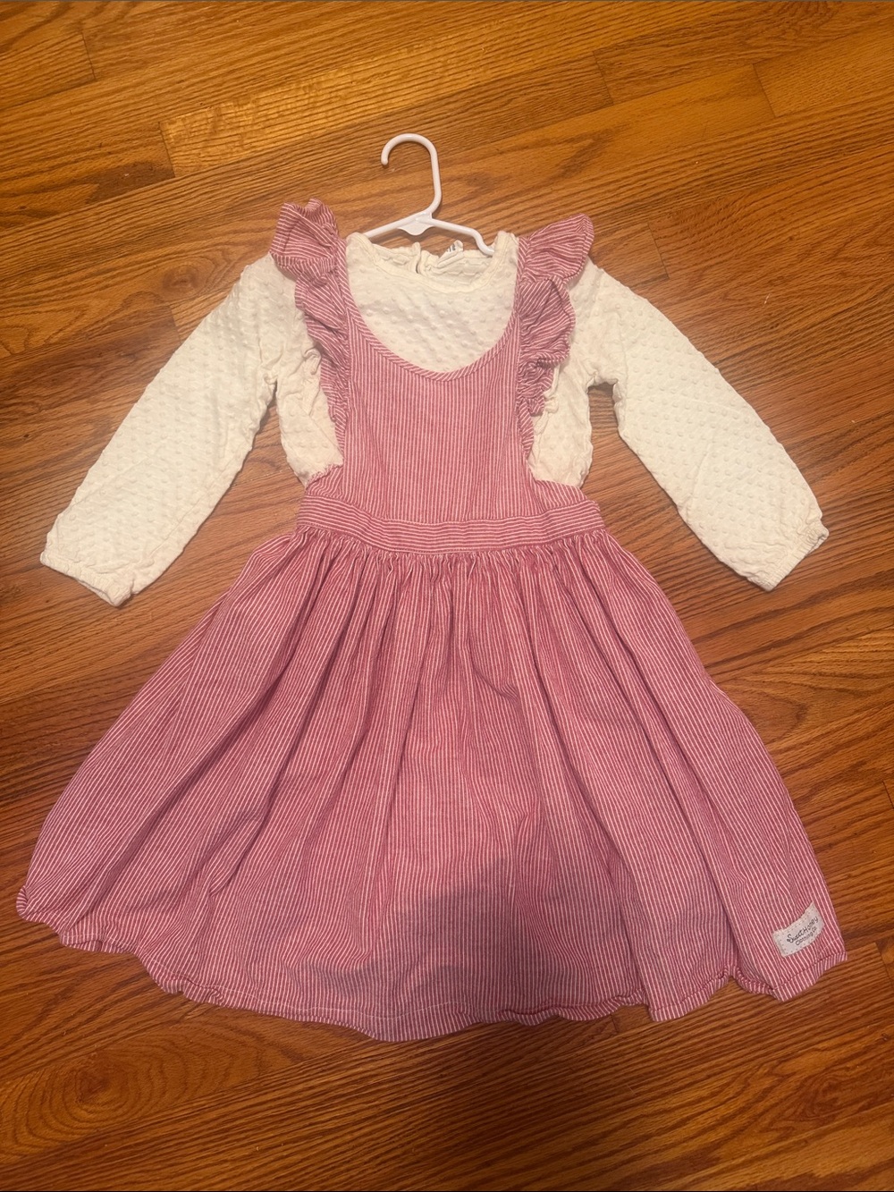 SweetHoney Pink Pinafore Dress with Cream Blouse